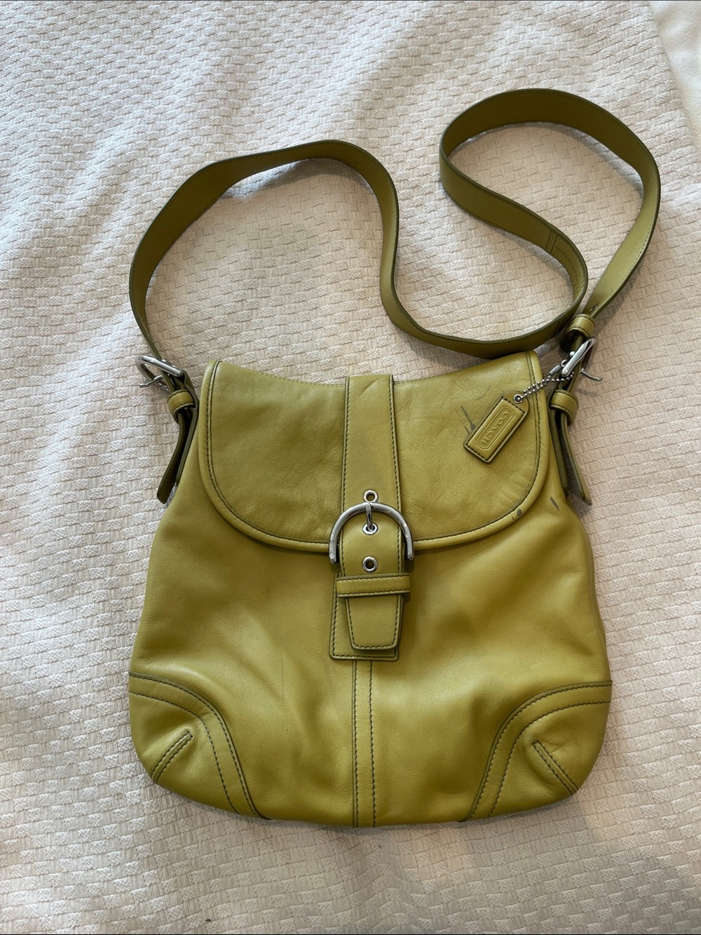 Coach Olive Green Leather Buckle Shoulder Bag